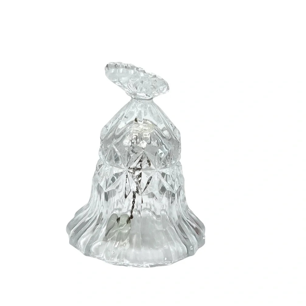 VINTAGE CUT CRYSTAL BELL WITH BUTTERFLY TOP